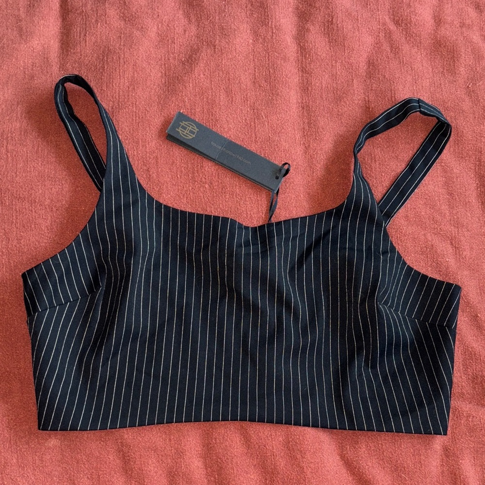 House of Harlow 1960 Black and White Striped Crop Top